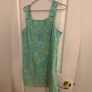 Vintage Lilly Pulitzer Sleeveless Green Blue Octopus Fish Patterned Dress M
